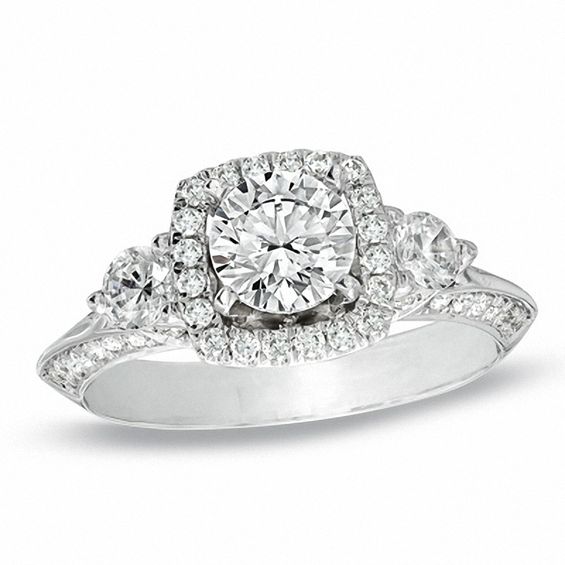 1-1/2 CT. T.w. Diamond Three Stone Engagement Ring in 14K White Gold