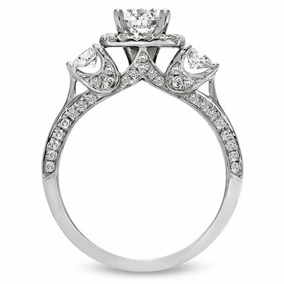 1-1/2 CT. T.w. Diamond Three Stone Engagement Ring in 14K White Gold