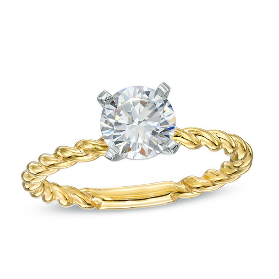 1 CT. Certified Diamond Solitaire Rope Engagement Ring in 14K Gold (J/I1)