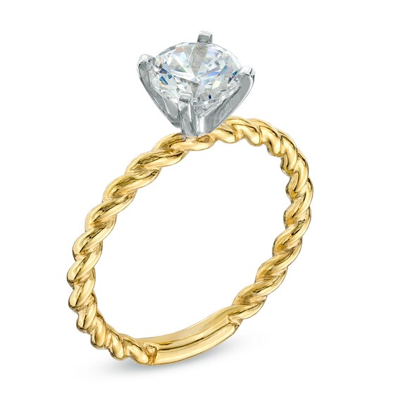 1 CT. Certified Diamond Solitaire Rope Engagement Ring in 14K Gold (J/I1)