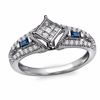 Thumbnail Image 1 of Cherished Promise Collection™ 1/5 CT. T.W. Quad Princess-Cut Diamond and Blue Sapphire Ring in 10K White Gold