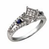 Thumbnail Image 2 of Cherished Promise Collection™ 1/5 CT. T.W. Quad Princess-Cut Diamond and Blue Sapphire Ring in 10K White Gold