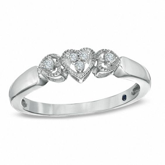 Cherished Promise Collectionâ¢ Diamond Accent Triple Heart Promise Ring in Sterling Silver