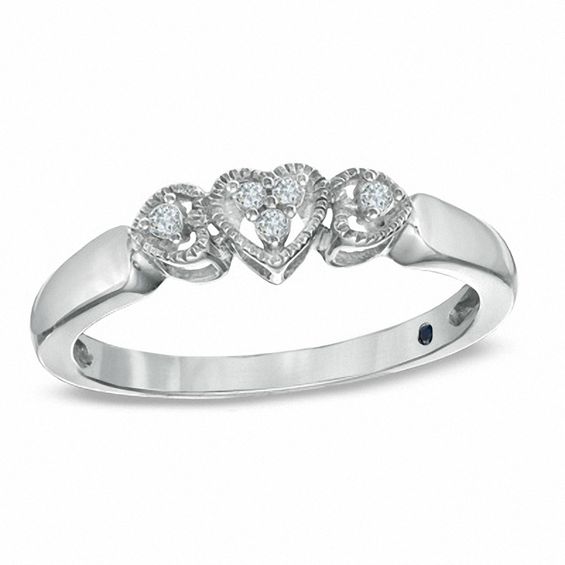 Cherished Promise Collection⢠Diamond Accent Triple Heart Promise Ring in Sterling Silver