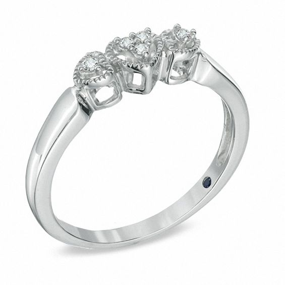 Cherished Promise Collectionâ¢ Diamond Accent Triple Heart Promise Ring in Sterling Silver