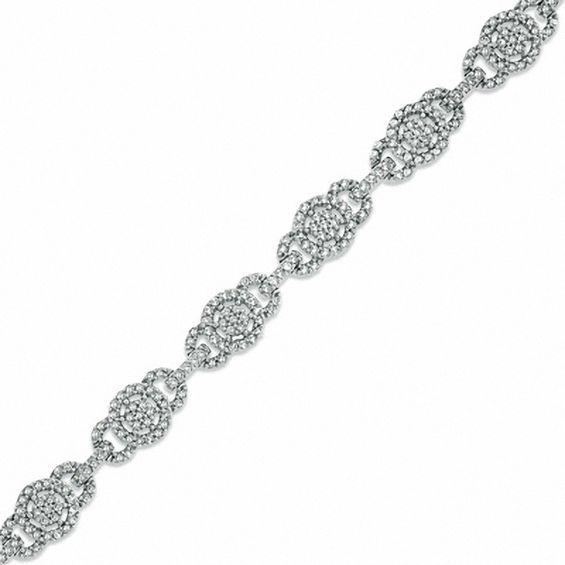 1-1/4 CT. T.w. Diamond Fashion Link Bracelet in 10K White Gold