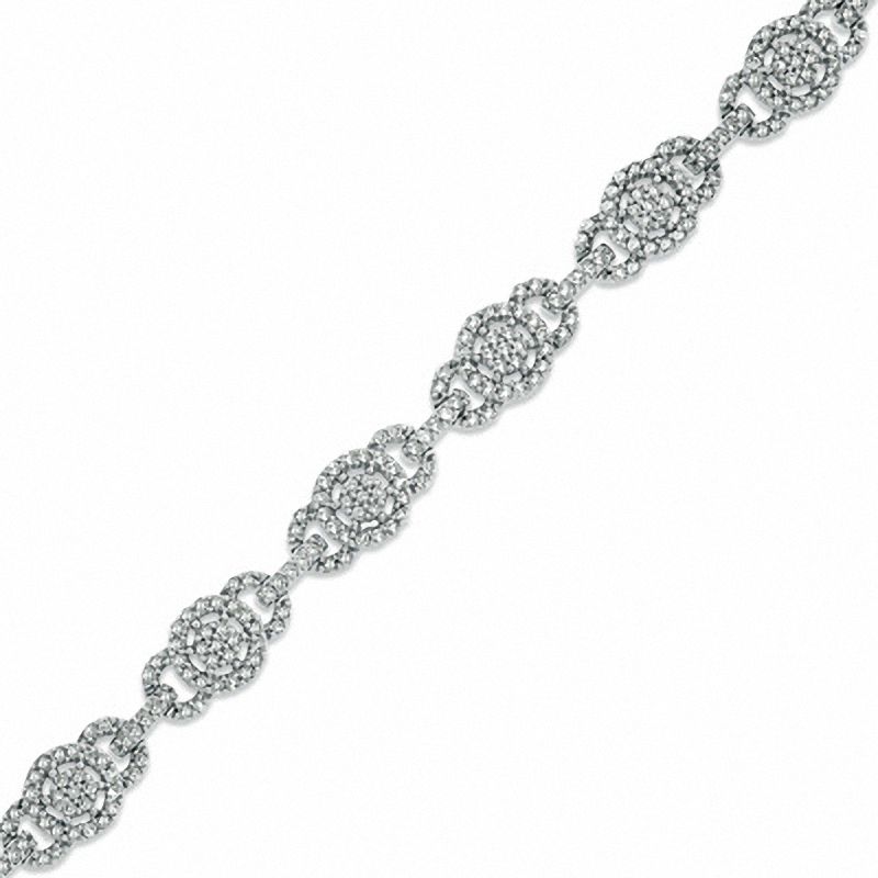 Main Image 1 of 1-1/4 CT. T.W. Diamond Fashion Link Bracelet in 10K White Gold