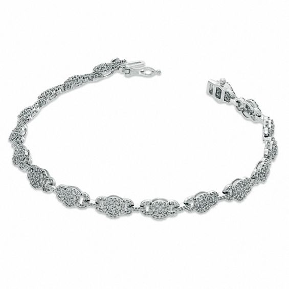 1-1/4 CT. T.w. Diamond Fashion Link Bracelet in 10K White Gold