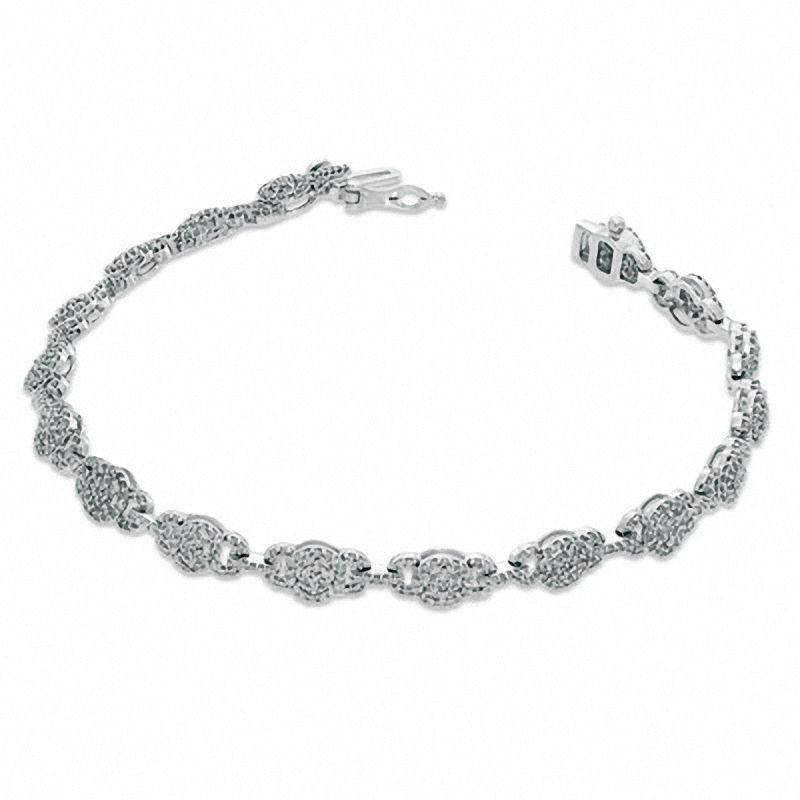 Main Image 2 of 1-1/4 CT. T.W. Diamond Fashion Link Bracelet in 10K White Gold