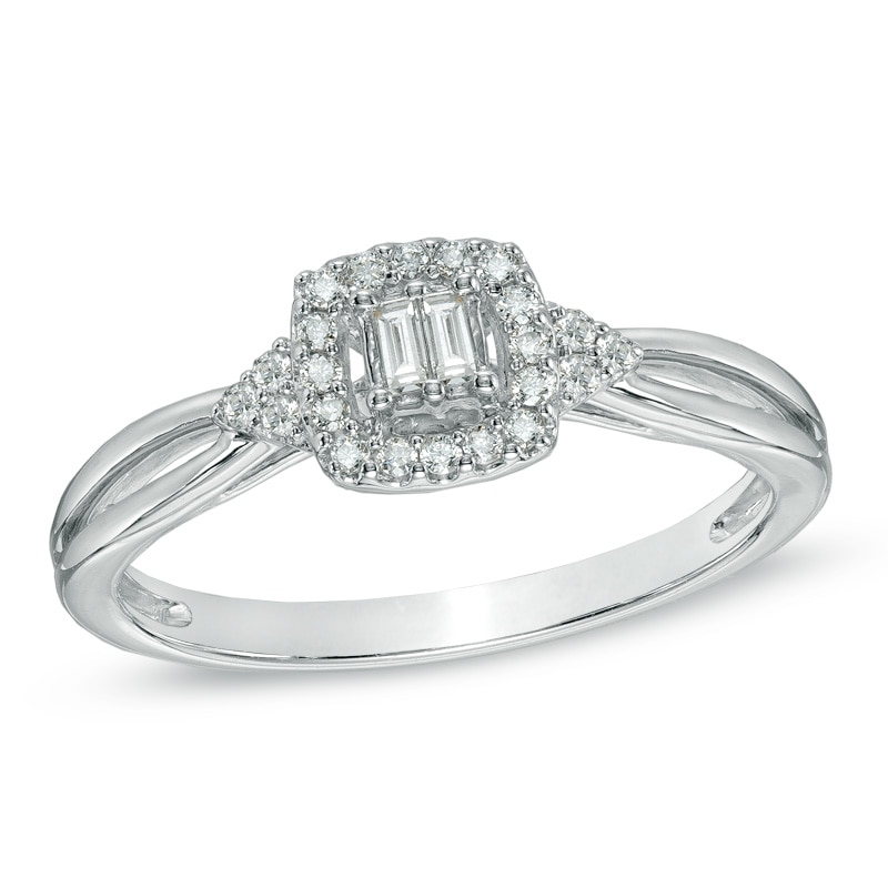 Cherished Promise Collection™ 1/6 CT. T.W. Baguette Diamond Split Shank Promise Ring in 10K White Gold