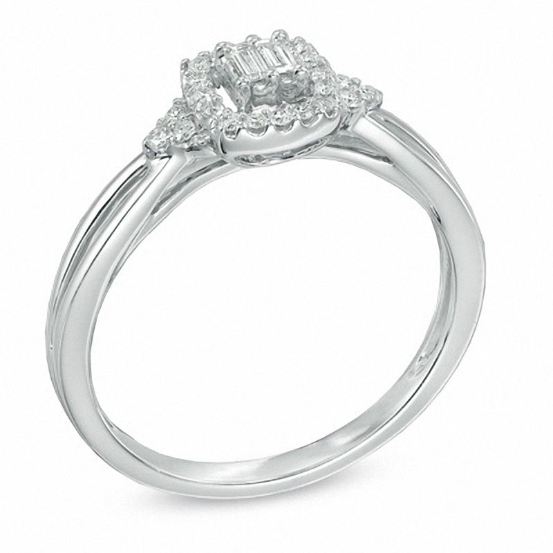 Cherished Promise Collection™ 1/6 CT. T.W. Baguette Diamond Split Shank Promise Ring in 10K White Gold