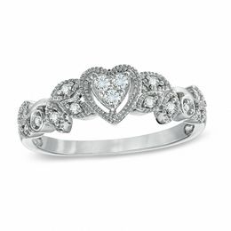 Cherished Promise Collection™ 1/8 CT. T.W. Diamond Vintage-Style Promise Ring in 10K White Gold