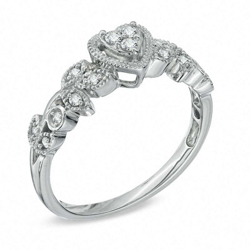 Cherished Promise Collection™ 1/8 CT. T.W. Diamond Vintage-Style Promise Ring in 10K White Gold