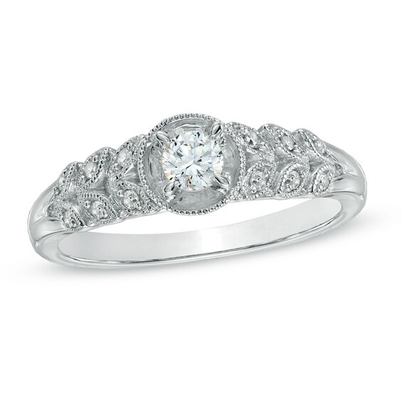 Cherished Promise Collectionâ¢ 1/5 CT. T.w. Diamond Vintage-Style Promise Ring in 10K White Gold