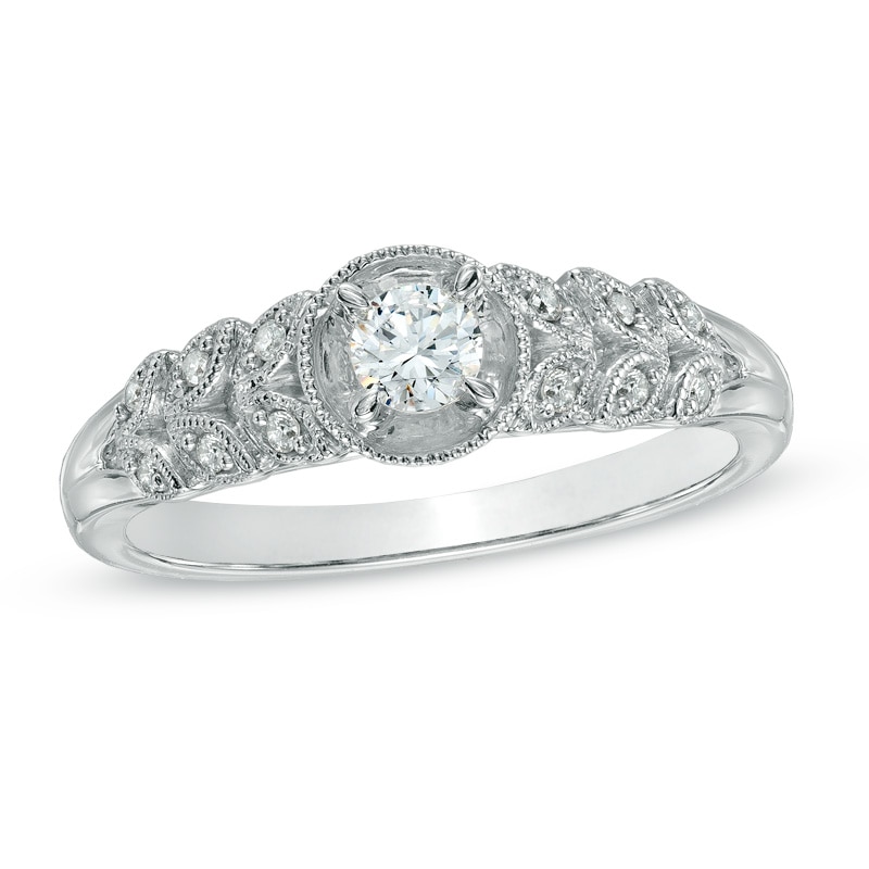 Main Image 1 of Cherished Promise Collection™ 1/5 CT. T.W. Diamond Vintage-Style Promise Ring in 10K White Gold