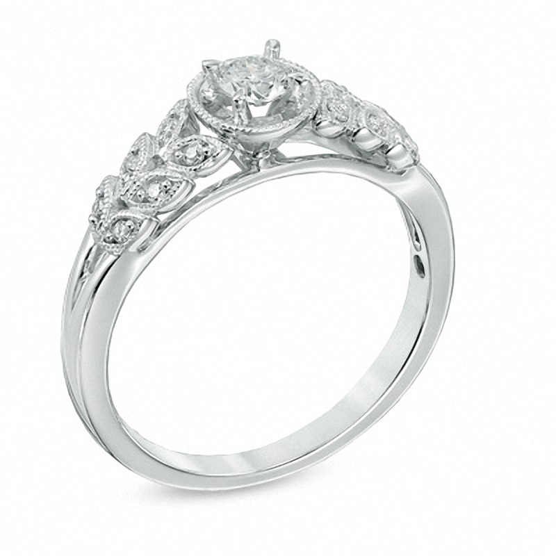 Main Image 2 of Cherished Promise Collection™ 1/5 CT. T.W. Diamond Vintage-Style Promise Ring in 10K White Gold