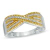Thumbnail Image 1 of 1/3 CT. T.W. Enhanced Yellow and White Diamond Layered Criss-Cross Ring in 10K White Gold