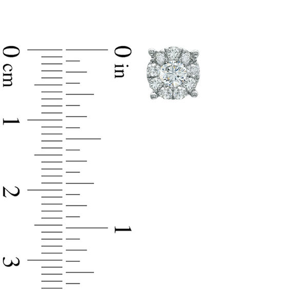 1 CT. T.w. Diamond Frame Stud Earrings in 14K White Gold