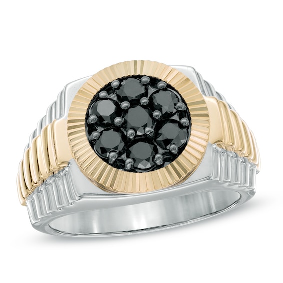 1-1/4 CT. T.w. Black Diamond Ring in Sterling Silver and 10K Gold
