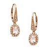 Thumbnail Image 1 of Oval Morganite and 1/8 CT. T.W. Diamond Earrings in 10K Rose Gold