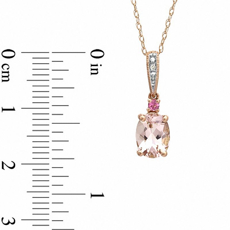 Oval Morganite, Pink Tourmaline and Diamond Accent Pendant in 10K Rose Gold