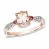 Thumbnail Image 1 of Oval Morganite, Pink Tourmaline and Diamond Accent Ring in 10K Rose Gold