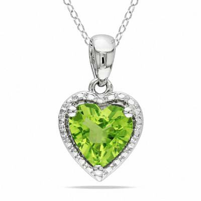 Genuine and Natural Green Round PERIDOT Pendant 925 STERLING SILVER #80e