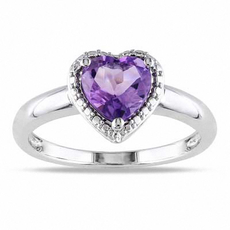 7.0mm Heart-Shaped Amethyst Ring in Sterling Silver | Zales