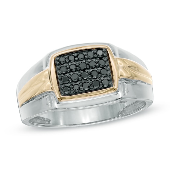 1/4 CT. T.w. Black Diamond Ring in Sterling Silver and 10K Gold