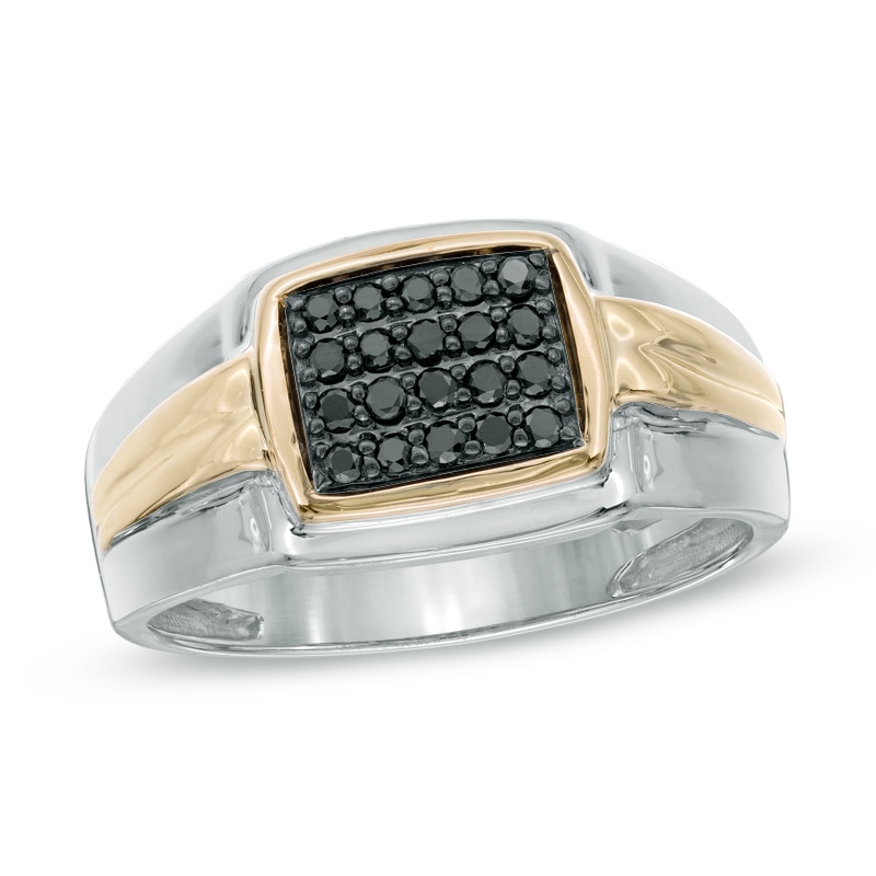 Men's 1/4 CT. T.W. Black Diamond Ring in Sterling Silver and 10K Gold