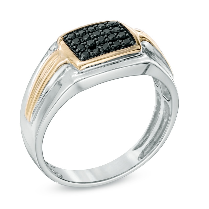Main Image 2 of 1/4 CT. T.W. Black Diamond Ring in Sterling Silver and 10K Gold