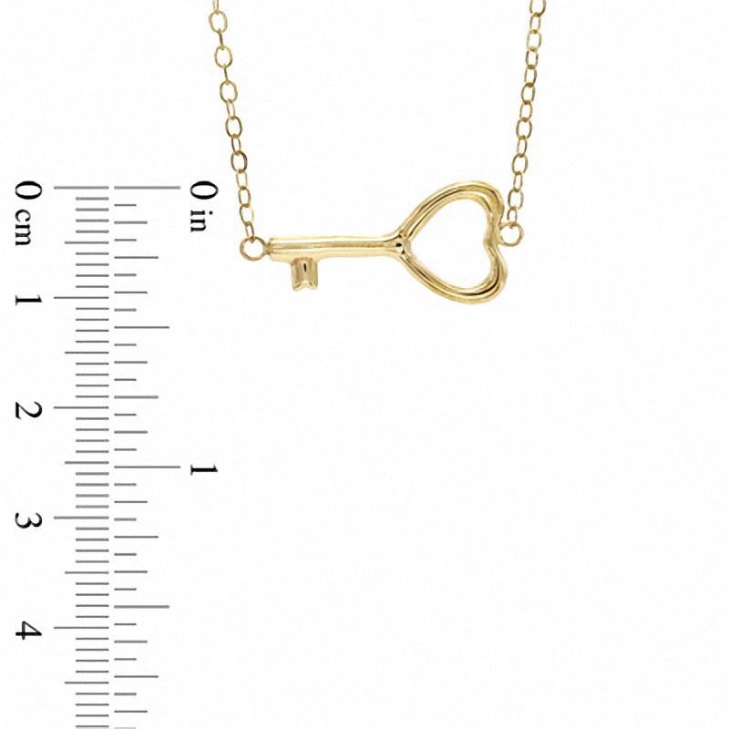 Main Image 2 of Sideways Heart Key Necklace in 10K Gold