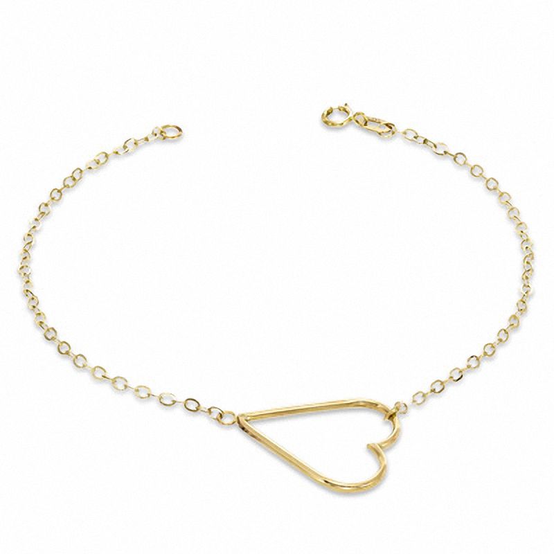 Main Image 1 of Sideways Heart Bracelet in 10K Gold - 7.25"
