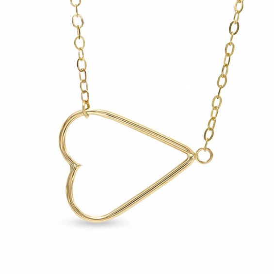 Sideways Heart Necklace in 10K Gold