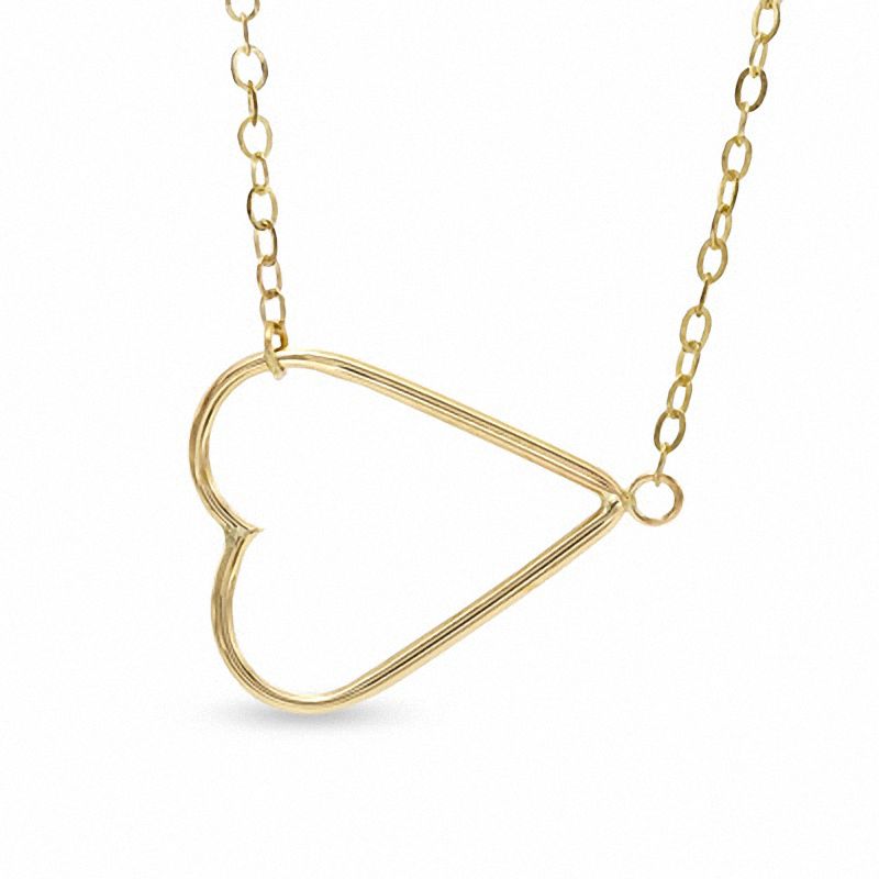 Main Image 1 of Sideways Heart Necklace in 10K Gold