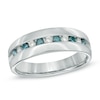 Thumbnail Image 1 of 1/2 CT. T.W. Enhanced Blue and White Diamond Ring in Sterling Silver
