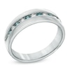 Thumbnail Image 1 of Men's 1/2 CT. T.W. Enhanced Blue and White Diamond Ring in Sterling Silver