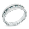 Thumbnail Image 2 of 1/2 CT. T.W. Enhanced Blue and White Diamond Ring in Sterling Silver