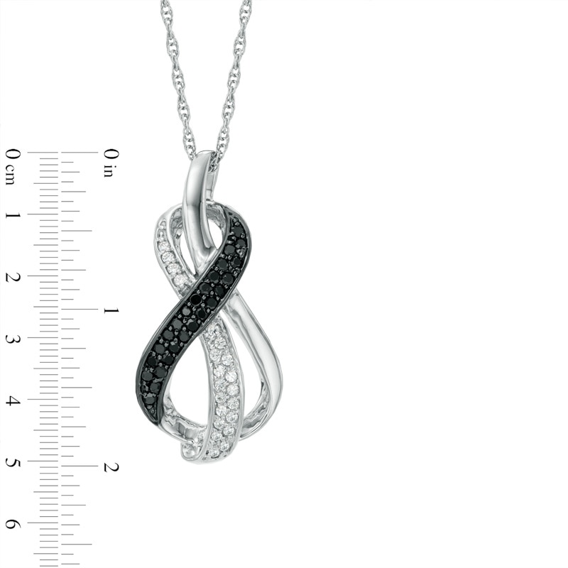 Main Image 2 of 1/5 CT. T.W. Enhanced Black and White Diamond Infinity Loop Pendant in Sterling Silver