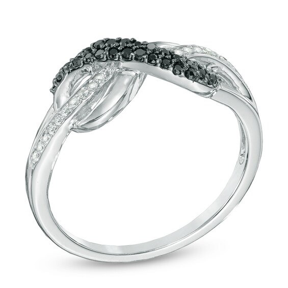 1/5 CT. T.w. Enhanced Black and White Diamond Infinity Loop Ring in Sterling Silver