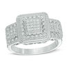 Thumbnail Image 0 of 1/3 CT. T.W. Princess-Cut Composite Diamond Frame Three Stone Ring in Sterling Silver