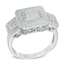 Thumbnail Image 1 of 1/3 CT. T.W. Princess-Cut Composite Diamond Frame Three Stone Ring in Sterling Silver