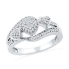 Thumbnail Image 0 of 1/4 CT. T.W. Princess-Cut Diamond Triple Heart Ring in Sterling Silver