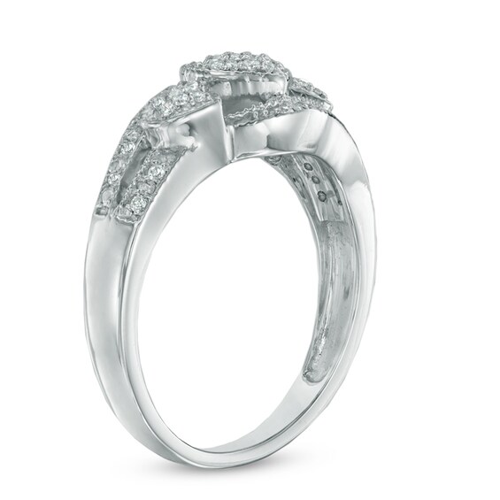1/4 CT. T.w. Princess-Cut Diamond Triple Heart Ring in Sterling Silver