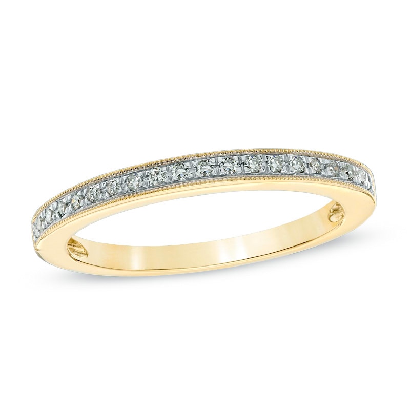 Main Image 1 of 1/10 CT. T.W. Diamond Milgrain Anniversary Band in 14K Gold