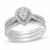 Thumbnail Image 1 of 1/2 CT. T.W. Diamond Teardrop Cluster Bridal Set in 10K White Gold
