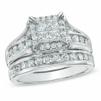2 Ct Princess Diamond Engagement Ring Wedding Bridal Set In 14k White Gold Over 