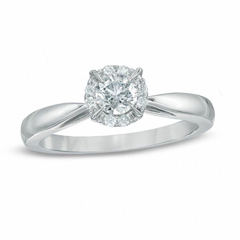 Main Image 1 of 3/8 CT. T.W. Diamond Frame Engagement Ring in 14K White Gold
