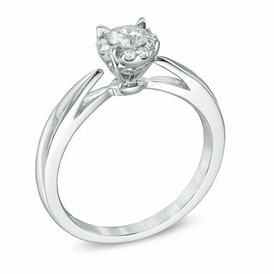 3/8 CT. T.w. Diamond Frame Engagement Ring in 14K White Gold