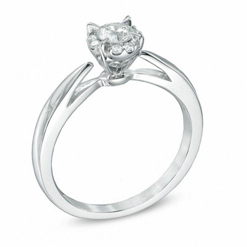 3/8 CT. T.W. Diamond Frame Engagement Ring in 14K White Gold